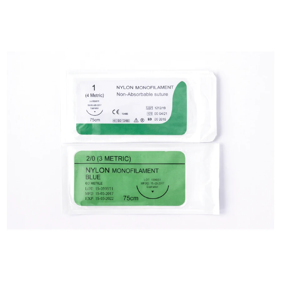 Suture manufilament polyamide(NYLON) blue,(2-0) , 45cm,3/8 circle reverse cutting, 26mm needle (NYLUS)